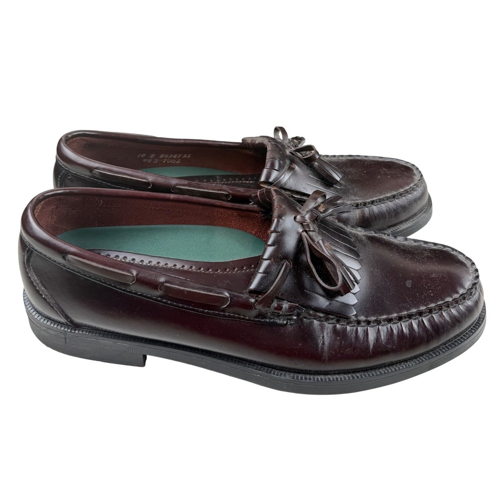 Sebago Mens Kiltie Tassel Loafers Burgundy Leather Dress Shoes Made in USA 10 D